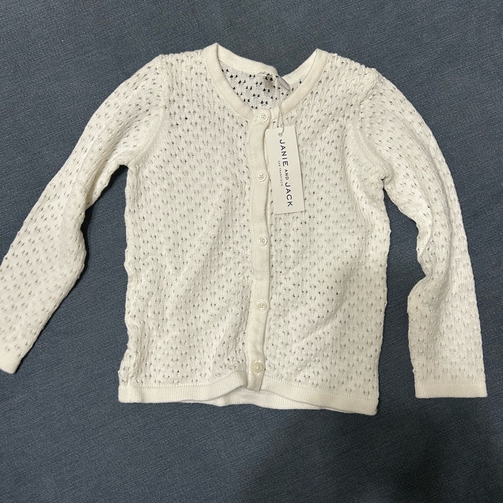 Janie and Jack White Knit Button-Up